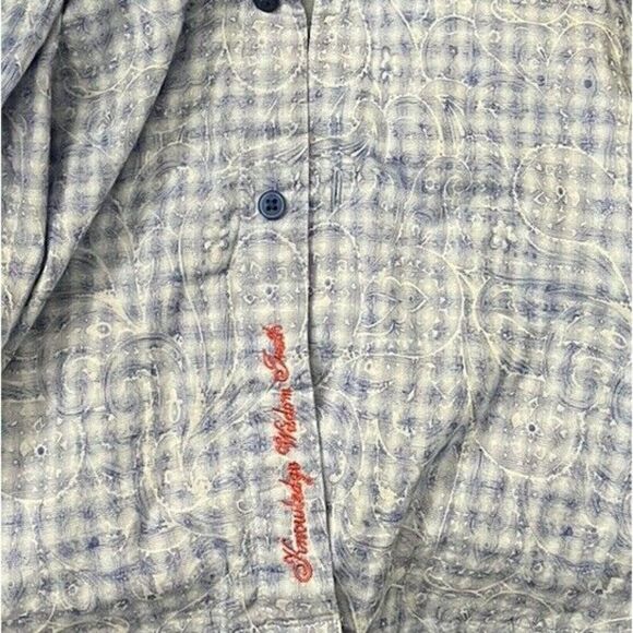 Robert Graham Mens XL Blue Flip Cuff Button Front Long Sleeve Classic Fit Stripe - Picture 8 of 8